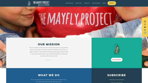 Screenshot of the The Mayfly Project UK website