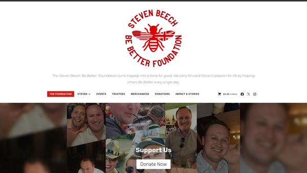 Screenshot of the Steven Beech 'Be Better' Foundation website