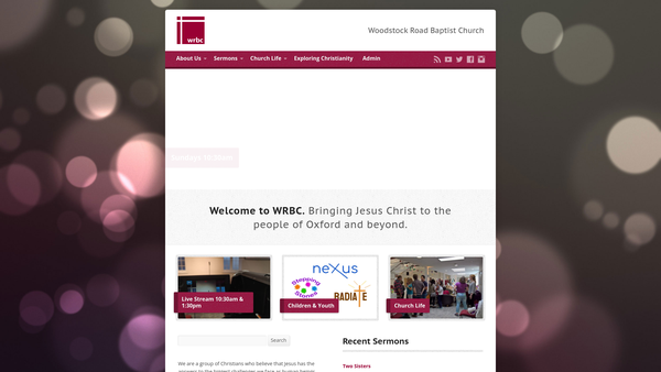 Screenshot of the Woodstock Road Baptist Church website