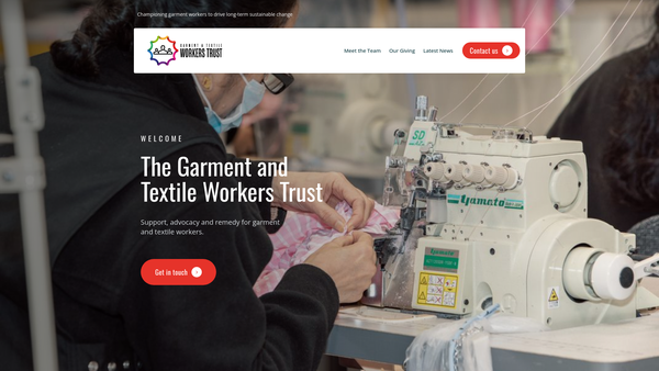 Screenshot of the Garment And Textile Workers Trust website