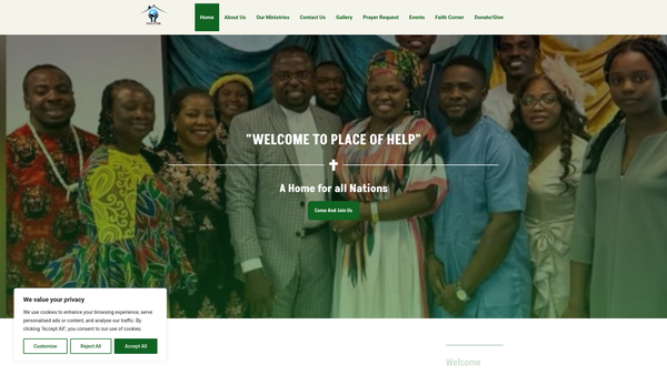 Screenshot of the The Redeemed Christian Church Of God Place Of Help Farnborough website