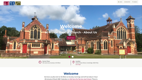 Screenshot of the Histon Baptist Church website