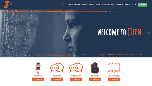 Screenshot of the Just Teen Support Ltd website