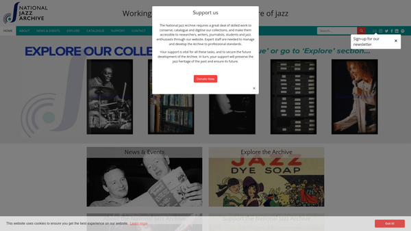 Screenshot of the The National Jazz Archive website