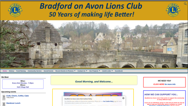 Screenshot of the Bradford-On-Avon Lions Club (CIO) website