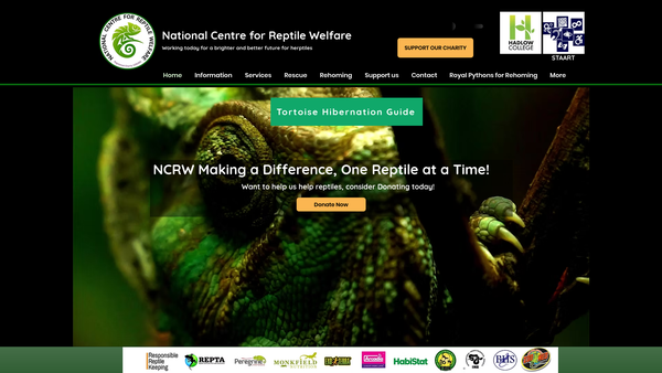 Screenshot of the National Center For Reptile Welfare website
