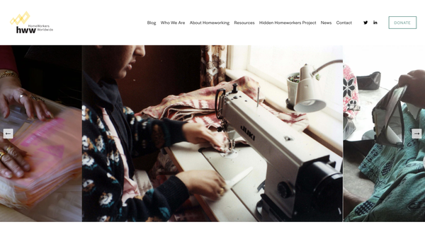 Screenshot of the Homeworkers Worldwide website