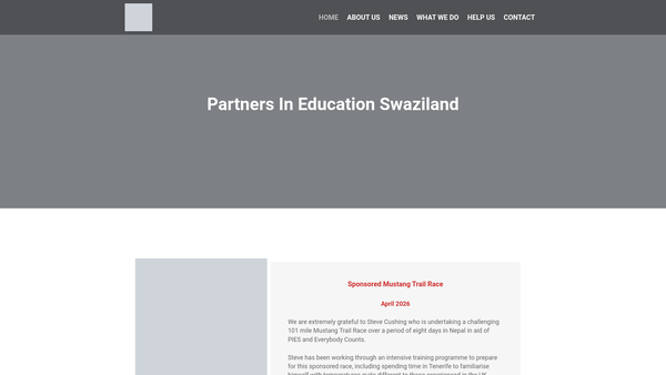 Screenshot of the Partners In Education Swaziland (Pies) CIO website