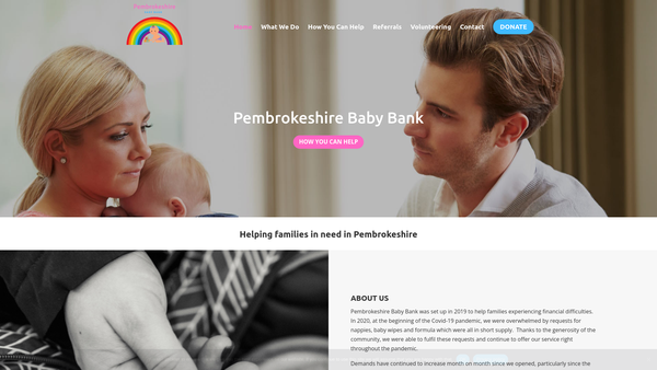 Screenshot of the Pembrokeshire Baby Bank website