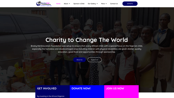 Screenshot of the Brainykid Educational Foundation (UK) website