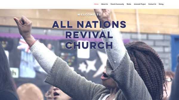 Screenshot of the All Nations Revival Church website