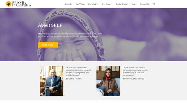 Screenshot of the S P Lohia Foundation website