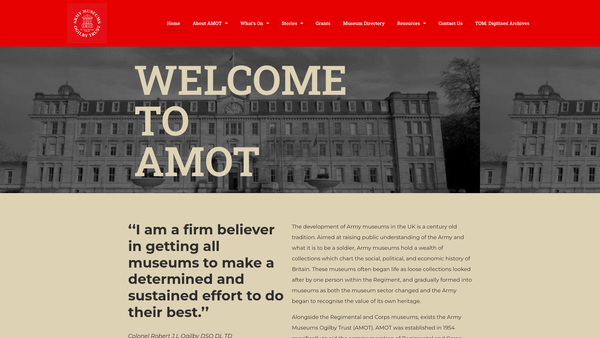 Screenshot of the The Army Museums Ogilby CIO website