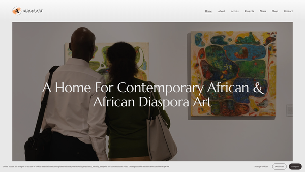 Screenshot of the Almas Art Foundation website