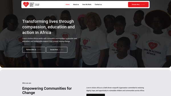 Screenshot of the Love In Action (Africa) website