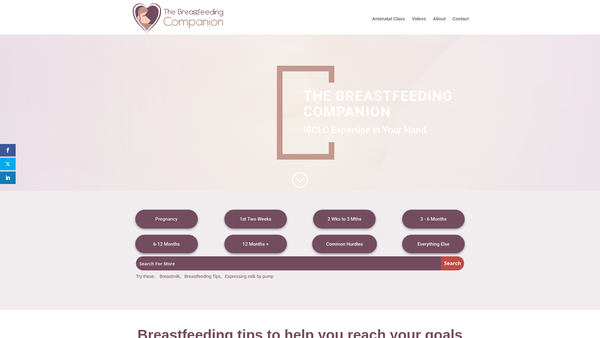 Screenshot of the The Breastfeeding Companion website