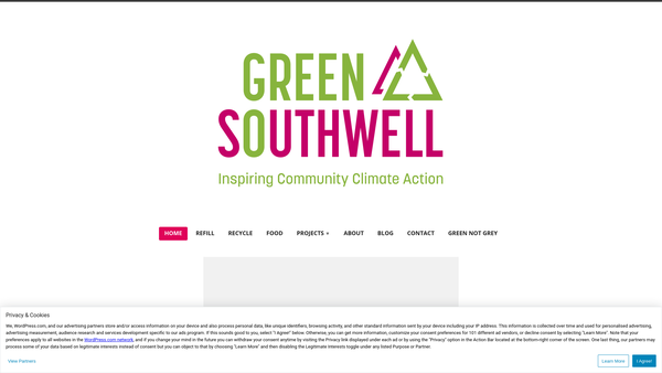 Screenshot of the Green Southwell website