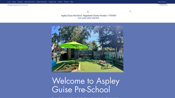 Screenshot of the Aspley Guise Pre-School website