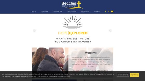 Screenshot of the Beccles Baptist Church website