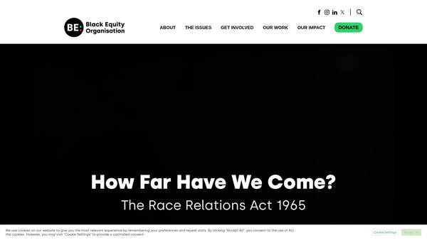 Screenshot of the Black Equity Organisation (Beo) website