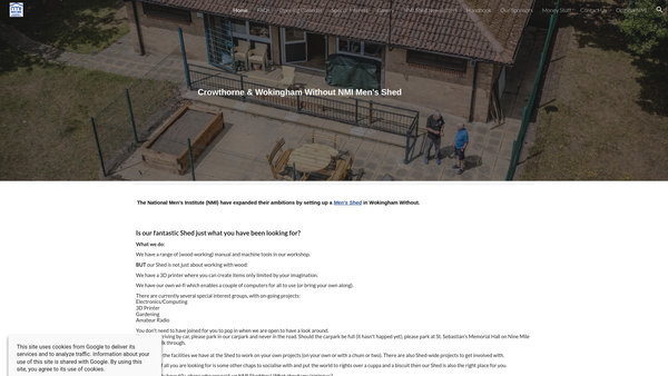 Screenshot of the Crowthorne & Wokingham Without NMI Men's Shed website