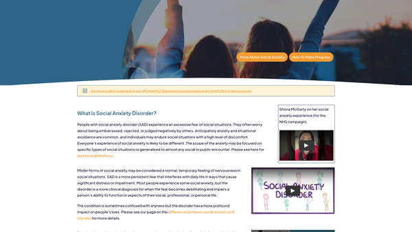 Screenshot of the Social Anxiety Alliance UK website