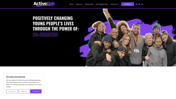 Screenshot of the Active Link website