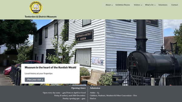 Screenshot of the Tenterden And District Museum Association website