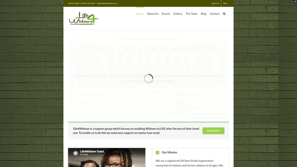Screenshot of the Life4widows International (CIO) website