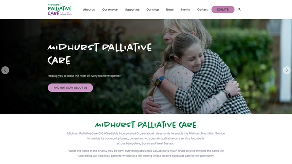 Screenshot of the Midhurst Palliative Care CIO website