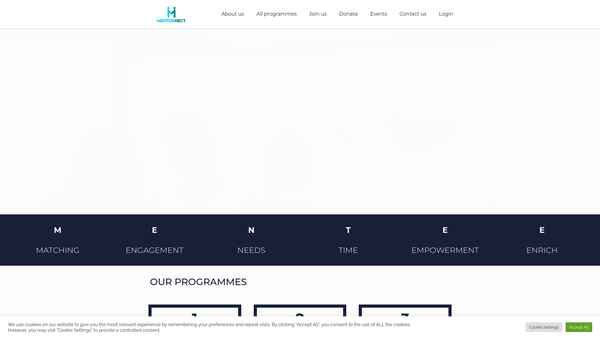 Screenshot of the Mentornect website