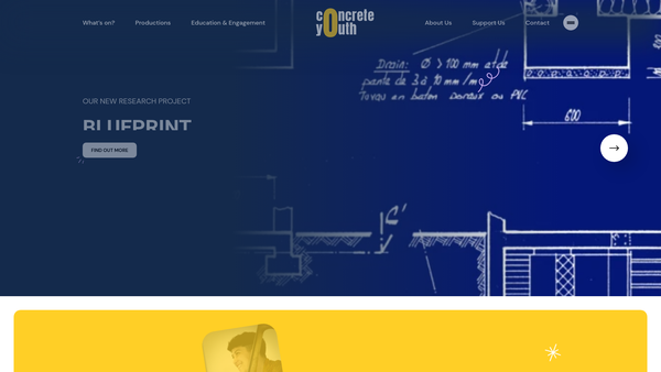 Screenshot of the Concrete Youth website