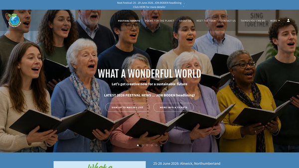 Screenshot of the What A Wonderful World Trust website