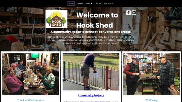 Screenshot of the Hook Shed website