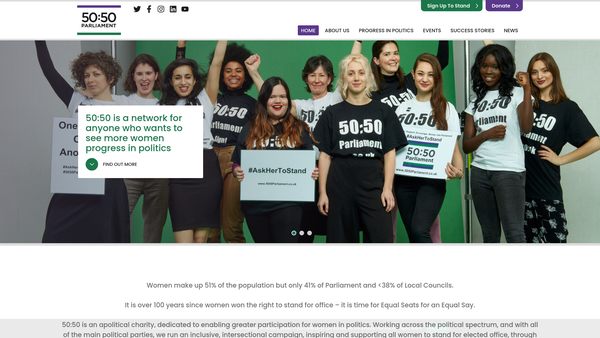 Screenshot of the 50:50 website