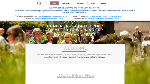 Screenshot of the Northumbria Area Meeting Of The Religious Society Of Friends (Quakers) In Britain website