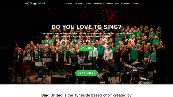 Screenshot of the Sing United Foundation website