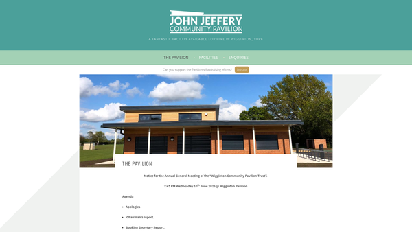 Screenshot of the Wigginton Community Pavilion Trust website