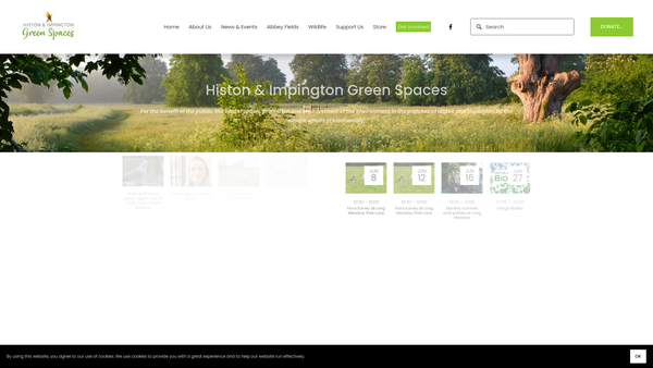 Screenshot of the Histon & Impington Green Spaces website