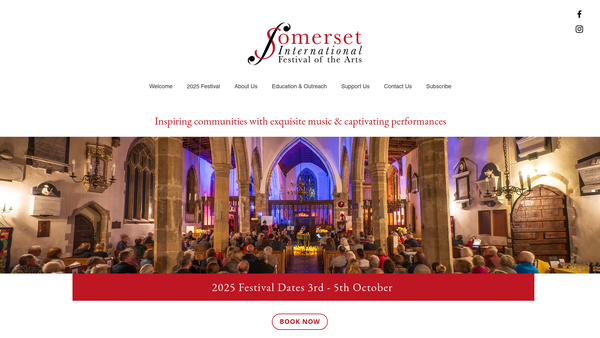 Screenshot of the Somerset International Festival Of The Arts website