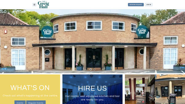 Screenshot of the The Greig Hall website