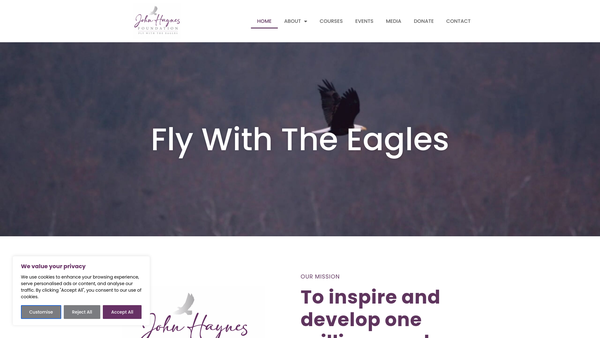 Screenshot of the The John Haynes Foundation website