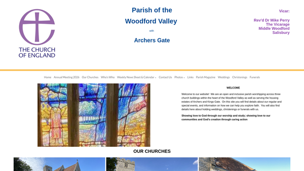Screenshot of the The Parochial Church Council Of The Ecclesiastical Parish Of The Woodford Valley With Archers Gate website