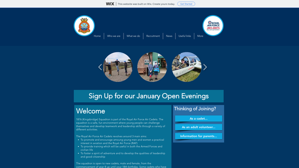 Screenshot of the 1876 (Kingsbridge & District) Squadron Air Training Corps website