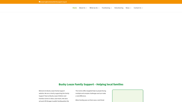 Screenshot of the Bushy Leaze Family Support website