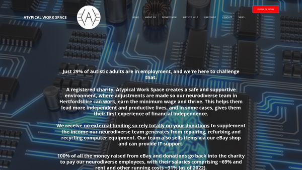 Screenshot of the Atypical Work Space website