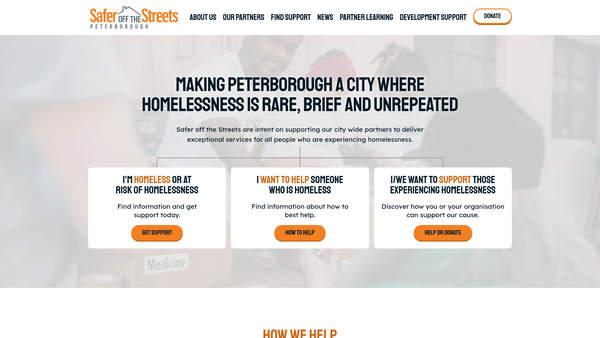 Screenshot of the Safer Off The Streets website