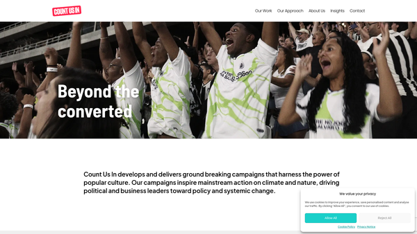 Screenshot of the Count Us In website