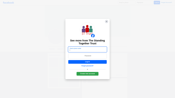 Screenshot of the The Standing Together Trust website