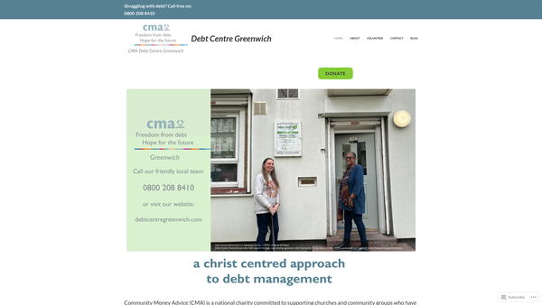 Screenshot of the Debt Centre Greenwich website